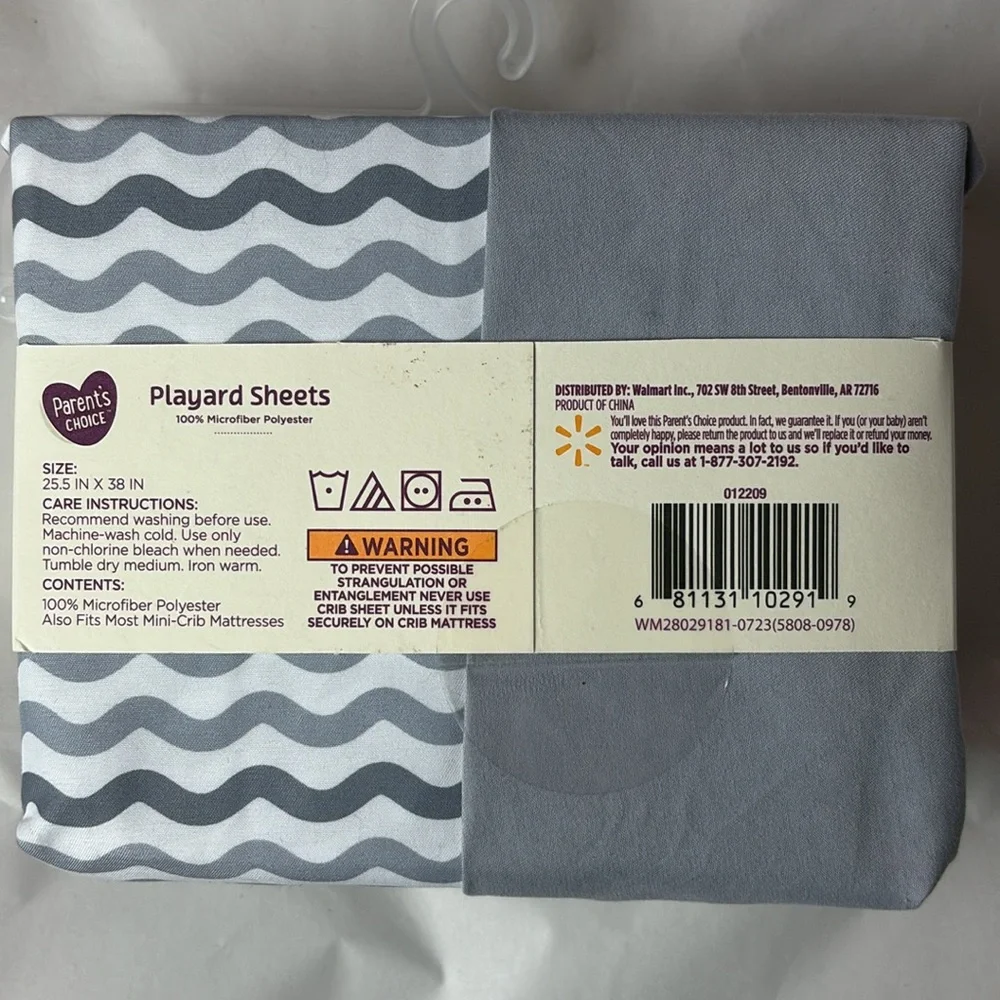 NWT Playard sheets 100% microfiber 2 sheets included Parents Choice 25.5 x 38